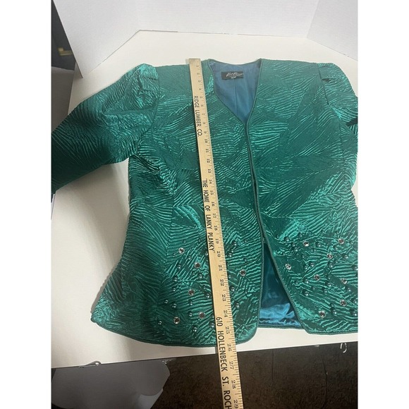 Karen Lawrence by Matthew Vintage Green Sequin Blazer Jacket No Size See Disc - Picture 9 of 9